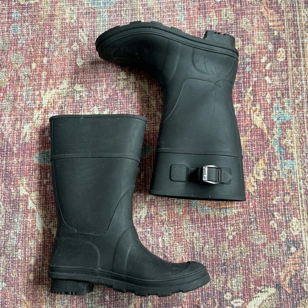 Kamik Black Rubber Kids Raindrops 3 Rain Boots